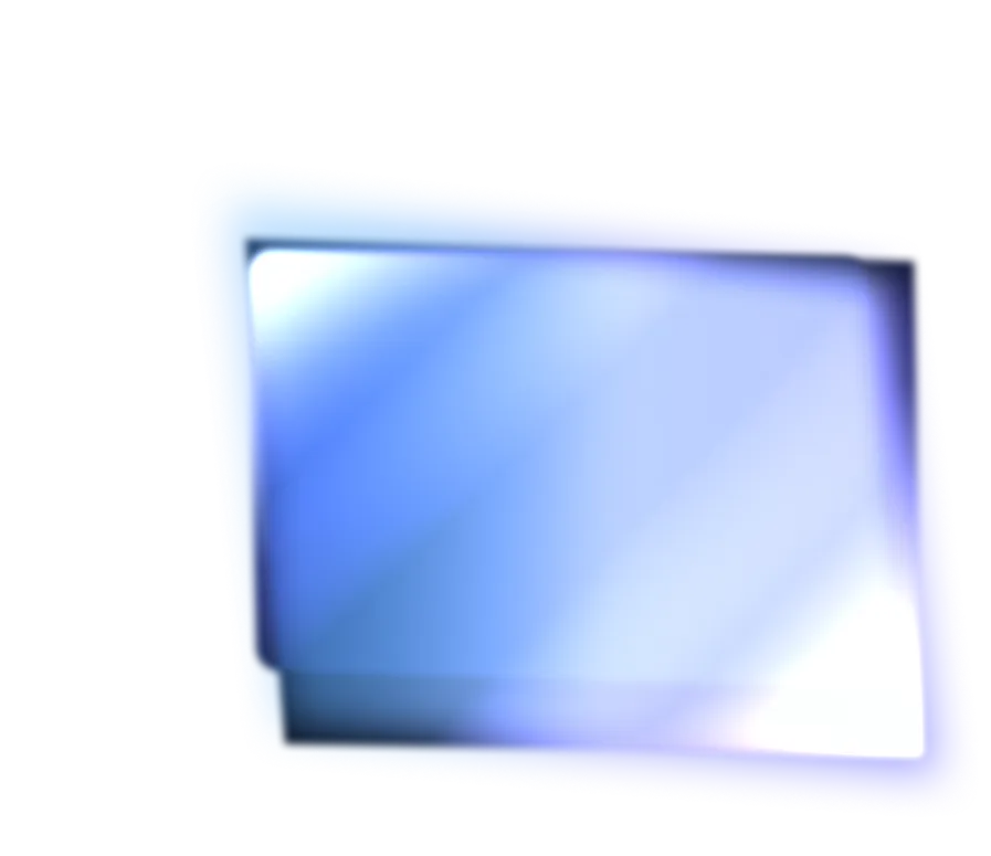 Abstract glowing blue and white rectangular shape with soft blurred edges on a black background.